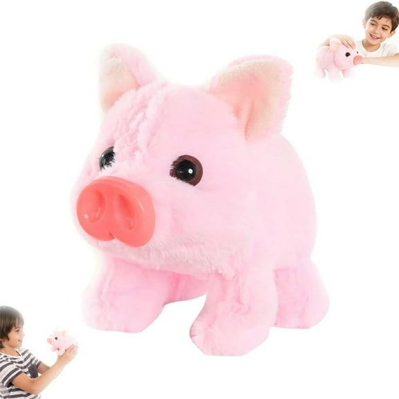 Electric Pig Plush Realistic Toy, Lifelike Animated Walking Pig with Sound, Interactive Crawling Electronic Piglet Toy, Jumping Shaking Ears Animal Plush Gift for Kids