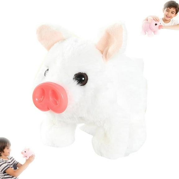 Electric Pig Plush Realistic Toy, Lifelike Animated Walking Pig with Sound, Interactive Crawling Electronic Piglet Toy, Jumping Shaking Ears Animal Plush Gift for Kids