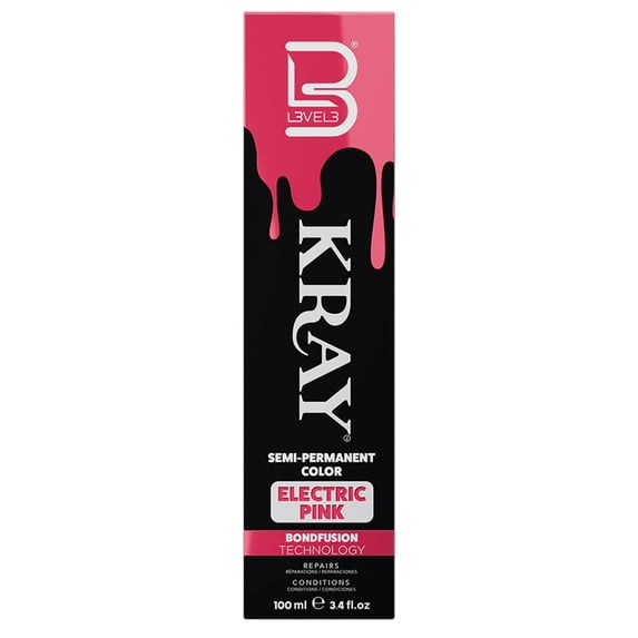 Level 3 Kray Electric Semi Permanent Hair Color - Vibrant Long Lasting Shine - Argan Oil Protection - 100 ml