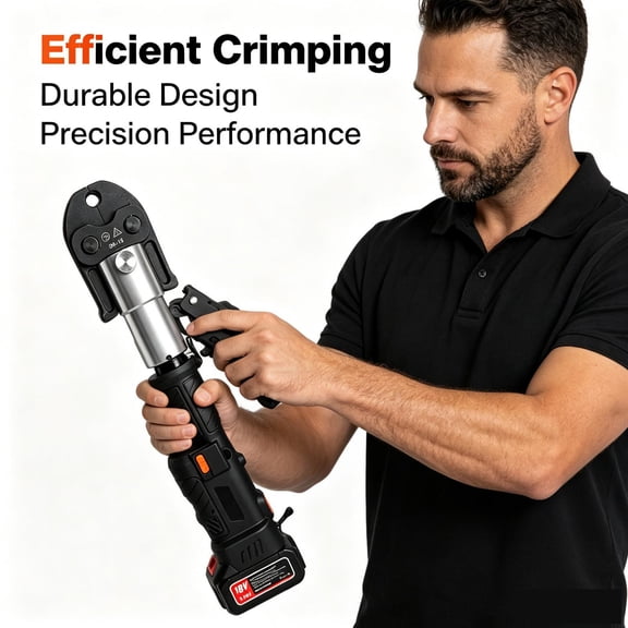 Electric Pipe Crimping Tool, 18V Brushless Motor ProPress Tool Kit, High-Carbon Steel Pro Press Copper Crimper Tool with 2x5.0Ah Batteries & Charger for Copper, Stainless Steel, PEX Pipes.
