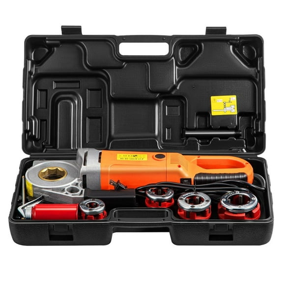 Electric Pipe Threader 2300W 110V, 1/2"-1 1/4" Pipe Threading Machine Kit with 4 Dies, Portable Handheld Electric Pipe Threader with Carrying Case