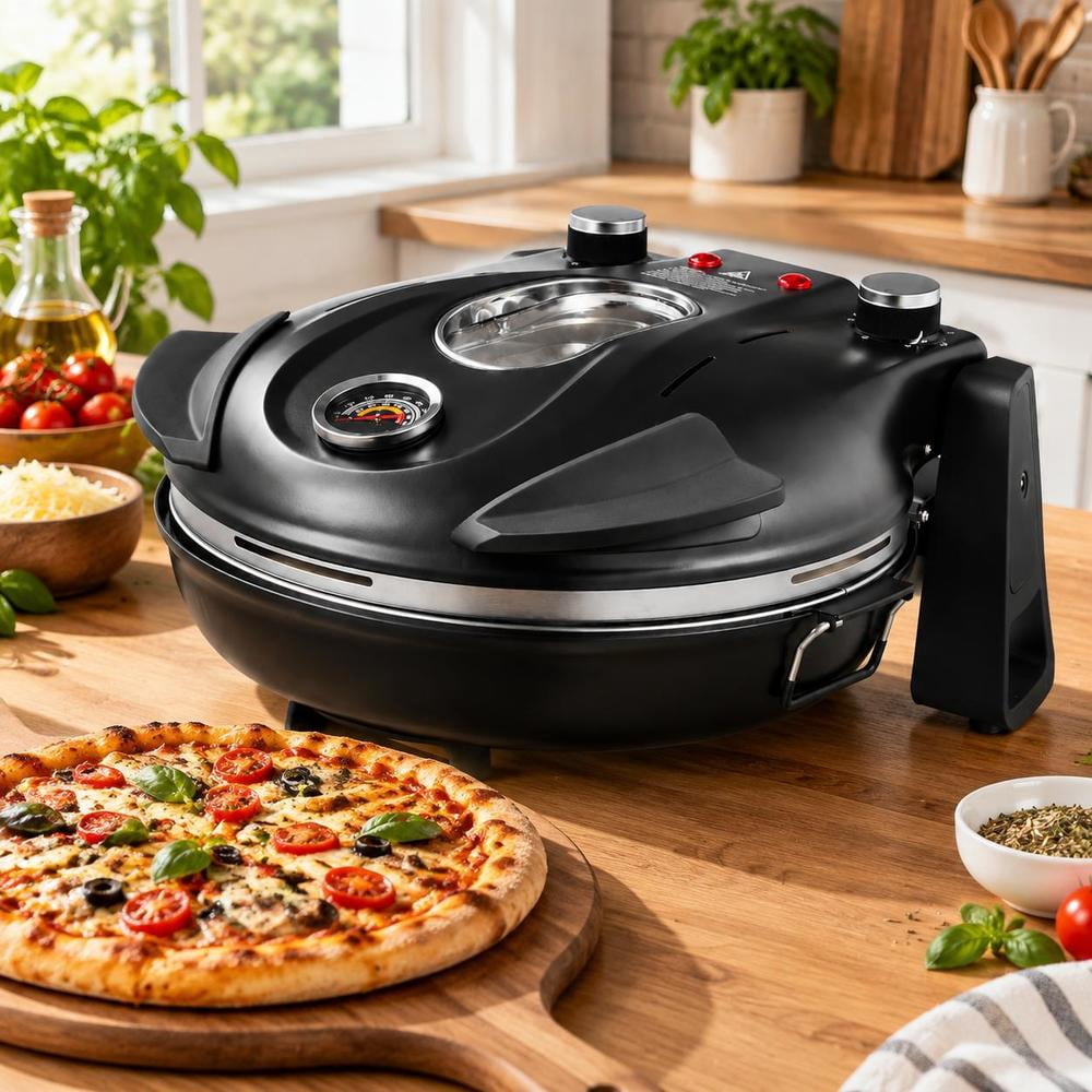 Electric Pizza Oven, 12 Inch, 1200W, Indoor Countertop, Cordierite ...