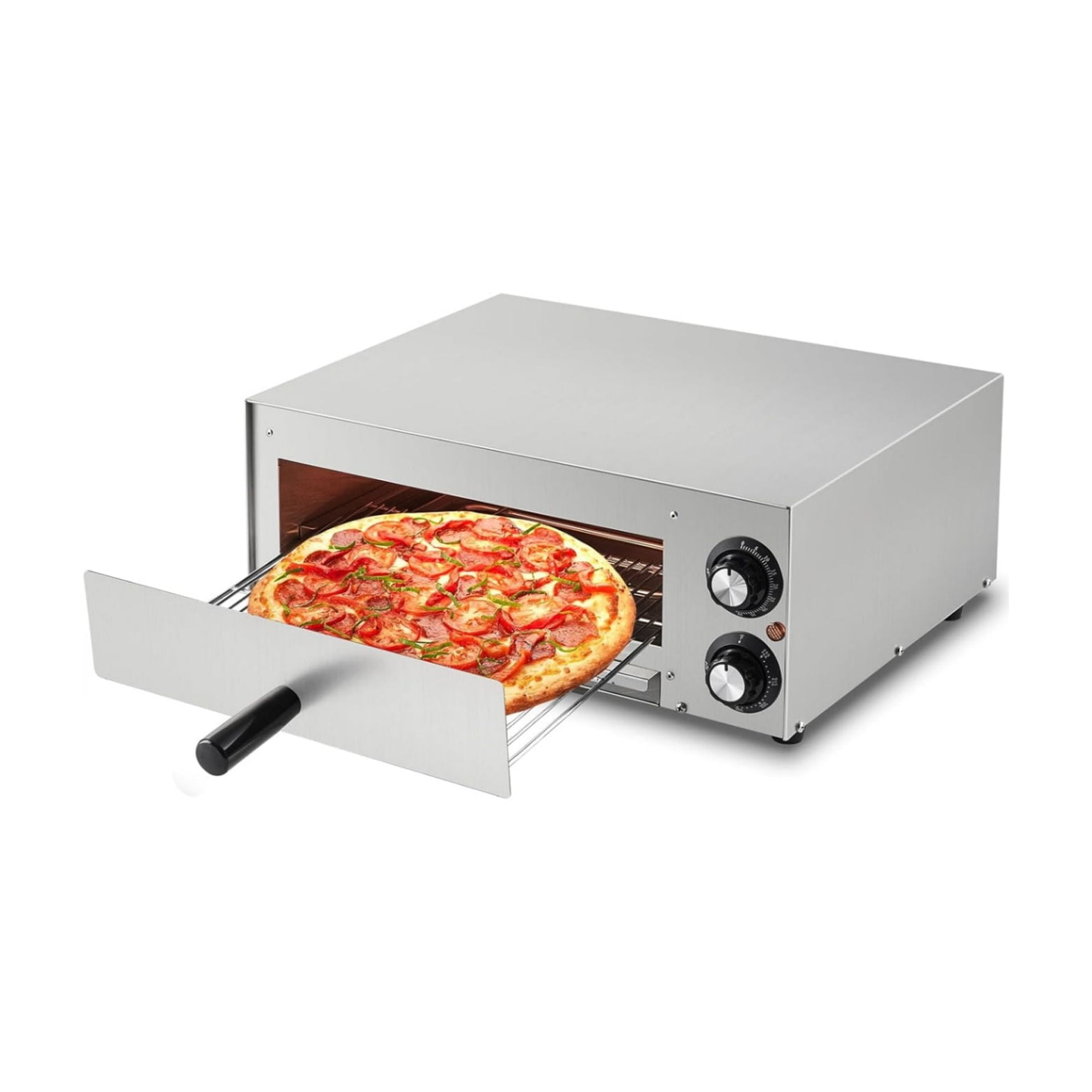 Stainless Steel Countertop Electric Pizza Oven with Timer