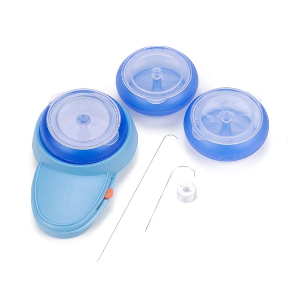Electric Plastic Seed Bead Spinner Adjustable Speed Beads Loader with 2Pcs Stainless Steel Curved Beading Needle for Stringing Beads Quickly Light Sky Blue 18.4x12x5.45cm