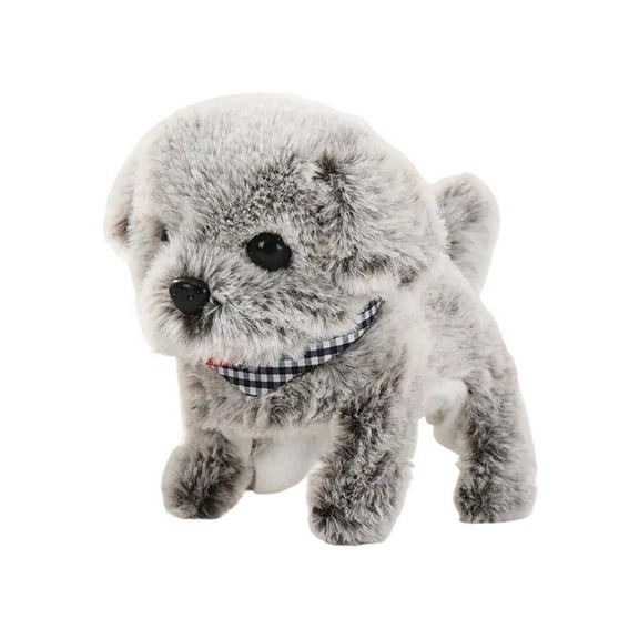 Electric Plush Dog Interactive Animal, 2025 Smart Robots Dog, Cute Stuffed Toy with Lifelike Walking Motion, Barking, Walking and Running, Great Gift for Home Recor, 3.54*6.3*5.9in, Gray