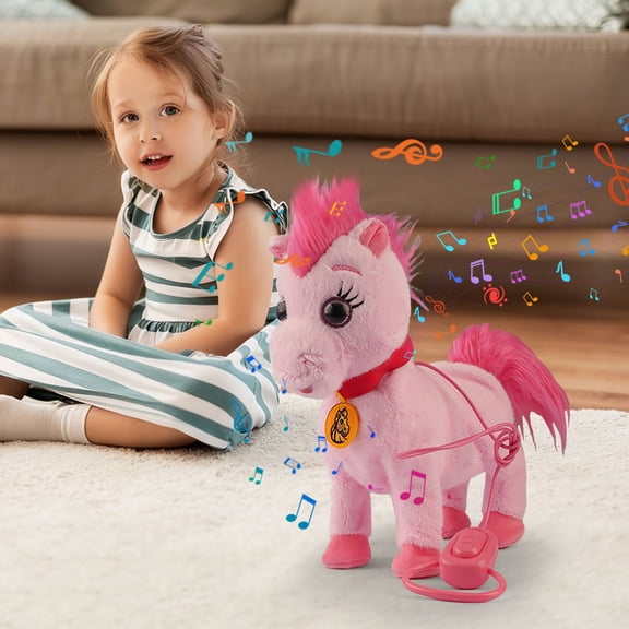 Electric Plush Horse Toy, Realistic Animated Mechanical Pony, Interactive Motion Stuffed Animal, Lifelike Walking Horse Decor for Home and Office