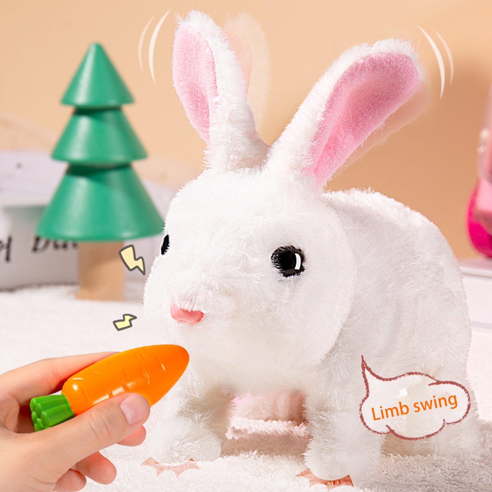 Electric Plush Rabbit Toy with Sound Movable Ears Mouth Interactive ...