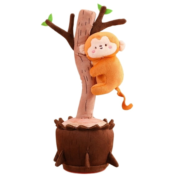 Electric Plush Toy Pole Actuator Circus Tree-Climbing Series for Adults, Tree-Climbing Monkey Plush Toys with Music Light Spinning Poles, Interesting Creative Birthday Gifts for Friends, A