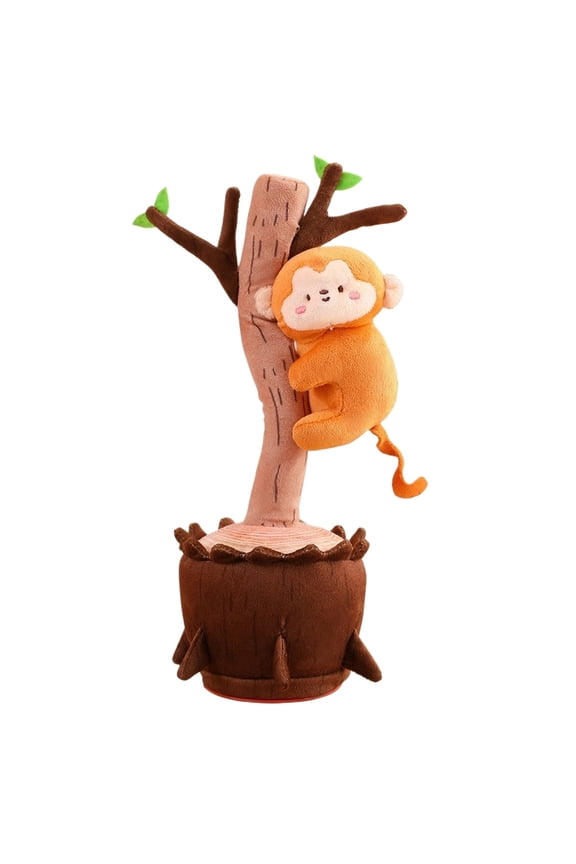 Electric Plush Toy Pole Actuator Circus Tree-Climbing Series for Adults, Tree-Climbing Monkey Plush Toys with Music Light Spinning Poles, Interesting Creative Birthday Gifts for Friends, A