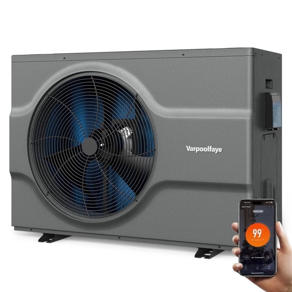Electric Pool Heat Pump, 58,000 BTU Pool Heater, 17000 Gallons, WiFi Control, Titanium Heat Exchanger, Smart Inverter, for Above Ground and Inground Pools, 220V