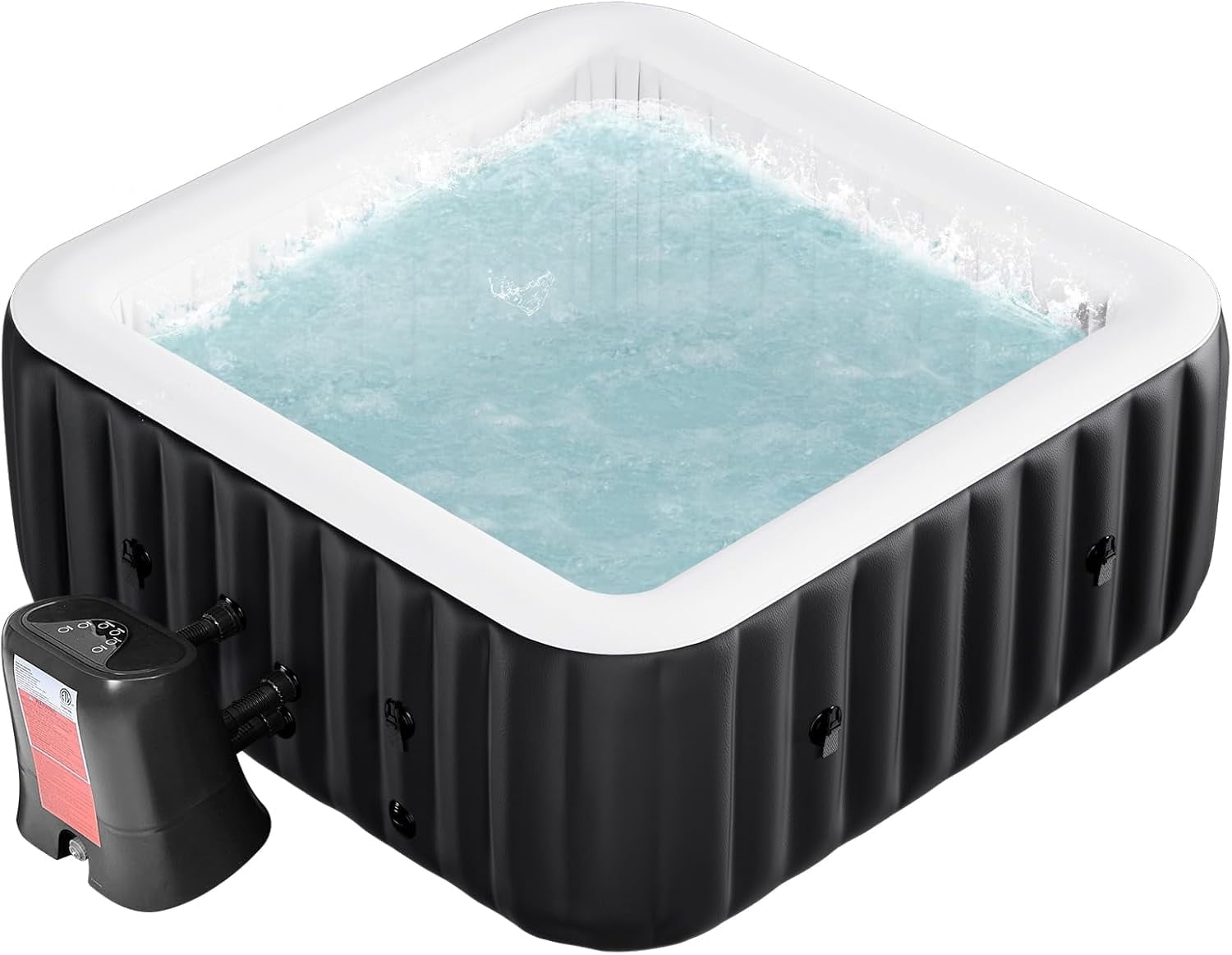 73" X 73" X 25" Inflatable Hot Tub for 4-6 Person Square, 240 Gallon Large Portable Hottub Spa with 130 Bubble Air Jets, Blow Up Spa Bathtub with LED Control Panel, 2 Filter, Temperature up to 104°F