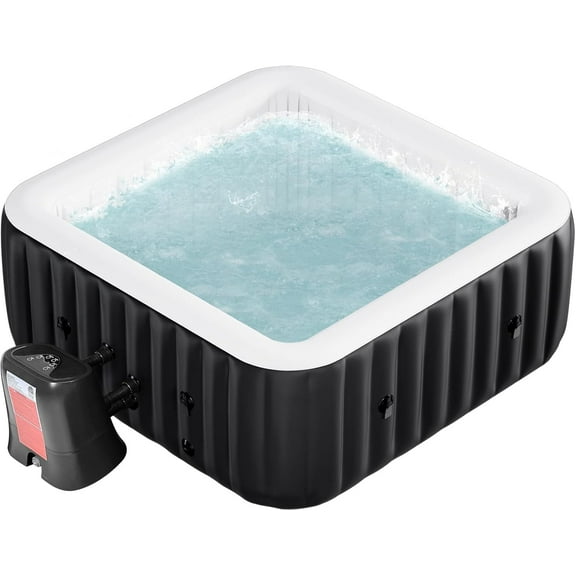 73" X 73" X 25" Inflatable Hot Tub for 4-6 Person Square, 240 Gallon Large Portable Hottub Spa with 130 Bubble Air Jets, Blow Up Spa Bathtub with LED Control Panel, 2 Filter, Temperature up to 104°F