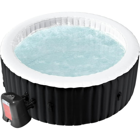 71" X 71" X 25" Inflatable Hot Tub for 2-4 Person Round, 211 Gallon Large Portable Hottub Spa with 110 Bubble Air Jets, Blow Up Spa Bathtub with LED Control Panel, 2 Filter, Temperature up to 104°F