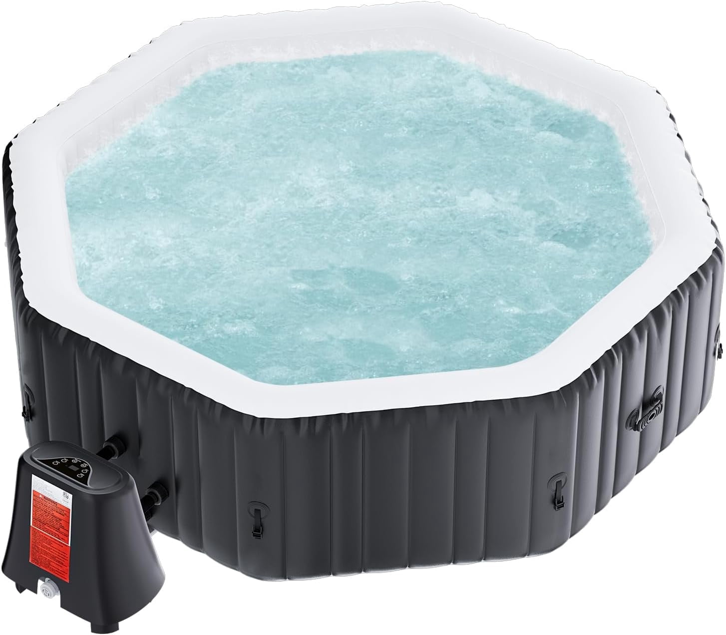 77" X 77" X 25" Inflatable Hot Tub for 4-6 Person Polygon, 240 Gallon Large Portable Hottub Spa with 130 Bubble Air Jets, Blow Up Spa Bathtub with LED Control Panel, 2 Filter, Temperature up to 104°F