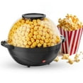 thumbnail image 1 of Electric Popcorn Machine, Home Use 6 Quart/24 Cup Stirring Popcorn Maker with Vented Serving Lid, Non-Sticking Coating, Stainless Steel Rod, Side Handle, Countertop Popcorn Popper for Movie, Black, 1 of 10
