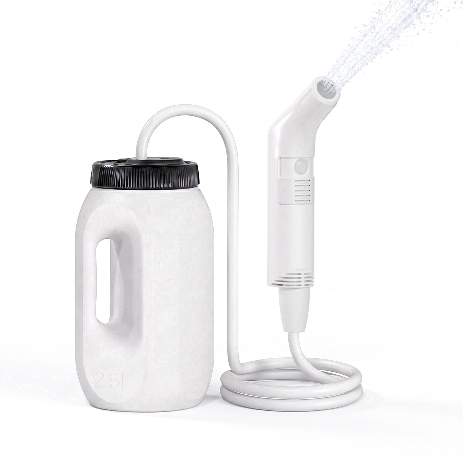 WOWER Portable Electric Bidet with 2.5L Bucket, Rechargeable Handheld Bidet Sprayer with 2 Pressure Modes for Travel, Camping and Personal Hygiene