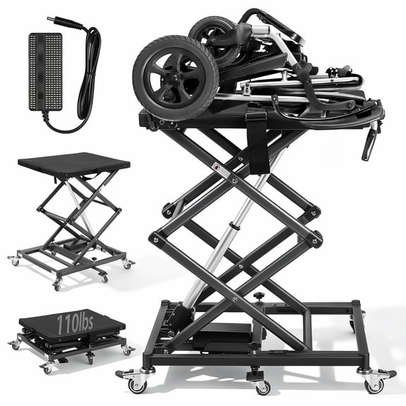 Electric Portable Mini Mobility Lift, 8.67''-29.5'' in Height Adjustable Lifting Platform with 6 Wheels,32 lbs Lightweight Frame, 110 lbs Capacity, 35 in Lift Height, Foldable & Travel-Ready Design