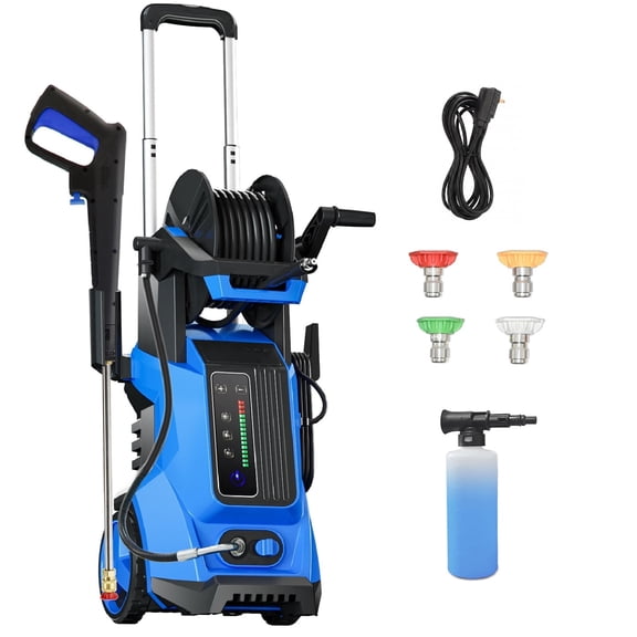 Electric Portable Pressure Washer 4500 PSI 4.0GPM with Adj-15-Level Touch Screen, Foam Cannon and Integrated Storage Design for Home, Driveway, Patio, Fence, Yard, Garage, Furniture Cleaning