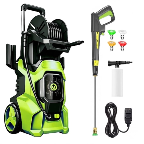 Electric Portable Pressure Washer 4500 PSI 3.0 GPM with Adj-15-Level Touch Screen, Foam Cannon and Integrated Storage Design for Home, Driveway, Patio, Fence, Yard, Garage, Furniture Cleaning