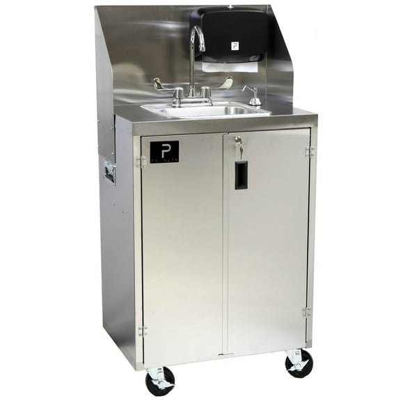 Electric Portable Sink, with Hot Water Heater and Pump - Movable Steel Hand Washing Sink