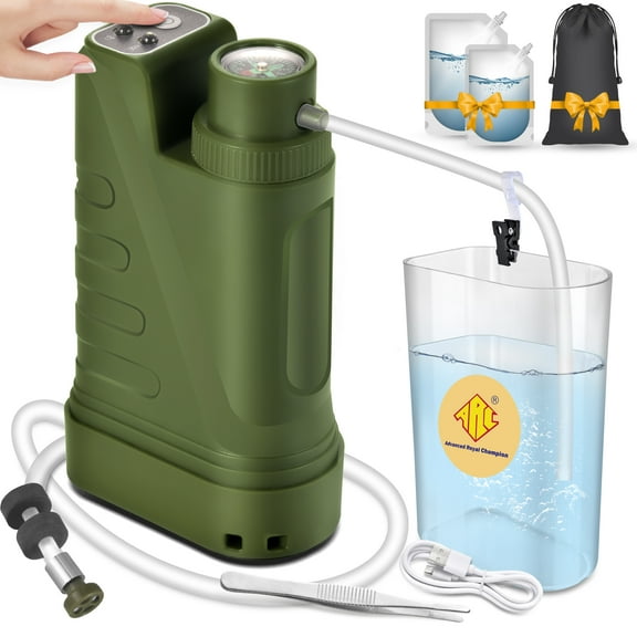 Electric Portable Water Filter, Water Purifier Survival with Emergency Water Filter System,4-Layer Filtration, Camping Backpacking Hiking Travel Essentials