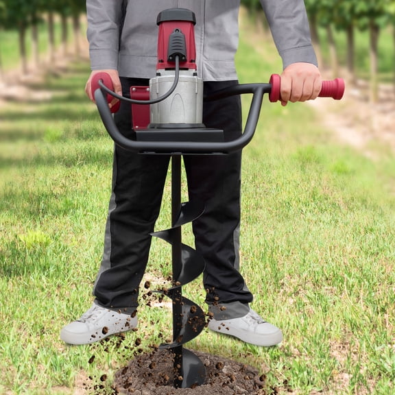 Electric Post Hole Digger 1.6HP 1500W Corded Electric with Adjustable Speed & 2 Drill Bits Ergonomic Anti-Slip Handles & Safety Features for Quick, Efficient Digging