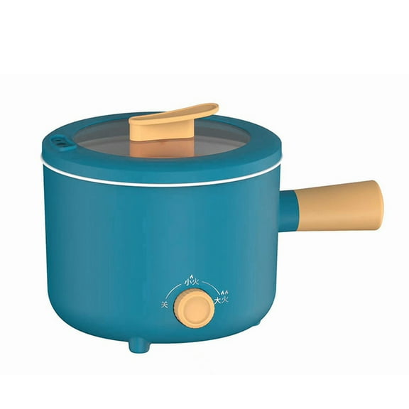 Electric Pot Blue Portable Multi-Function Mini Hot Pot for Dorm Room Cooking Noodles Soup Pasta with Overheat Protection