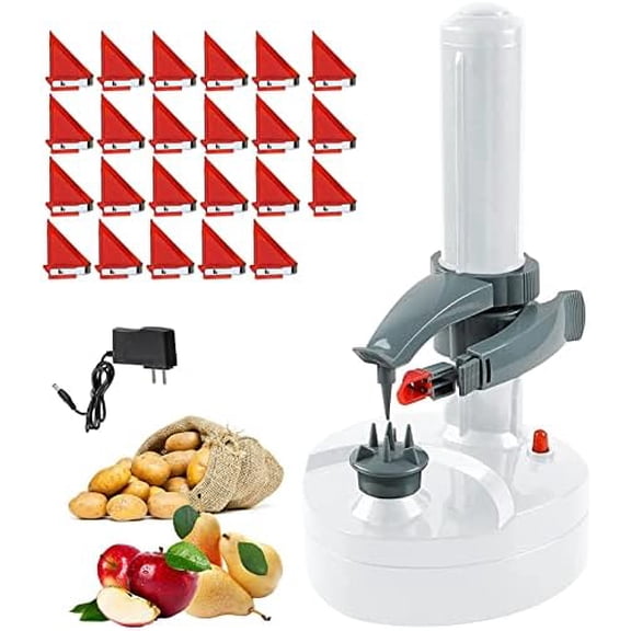 Electric Potato Peeler with 23 Replacement Blades Rotato Express Stainless Steel Automatic Rotating Fruits Fruit Potato Peeler Vegetables Cutter Apple Paring Machine Kitchen Peeling Tool