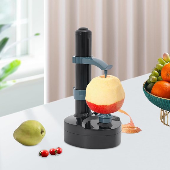 Electric Potato Peeler - 24W Automatic Rotato Express Kitchen Peeler Machine, Adjustable Height/Fork for Fruits/Veggies, Black, No Adapter/Batteries Included