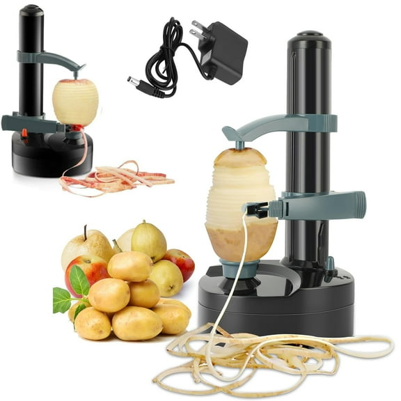 Electric Potato Peeler Automatic Rotating Fruit Vegetable Cutter Apple Pear Skin Peeling Machine,Black