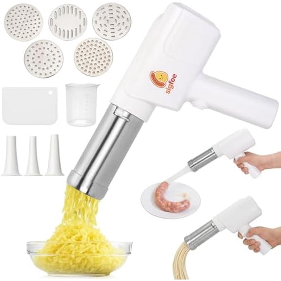 Electric Potato Ricer, 15s Quick Smooth Tasty Clog-Free Potato Mash, Joint Pain Relief & Effortless Operation, Food Grade Stainless Steel Potato Ricer with Ergonomic Handle, Dishwasher Safe