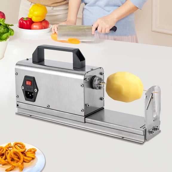 Electric Potato Slicer Stainless Steel Twisted Potato Tornado Slicer 3 in 1 Automatic Spiral Potato Cutter Machine Vegetables Cutting Machine for Home Commercial Use with Handle