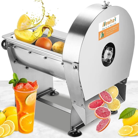 Electric Potato Slicing Machine Sweet Potato Slicer Automatic Fruit Slicer 0-10mm (0-0.4) Stainless Steel for Cabbage Onion Tomato (110V US Plug)