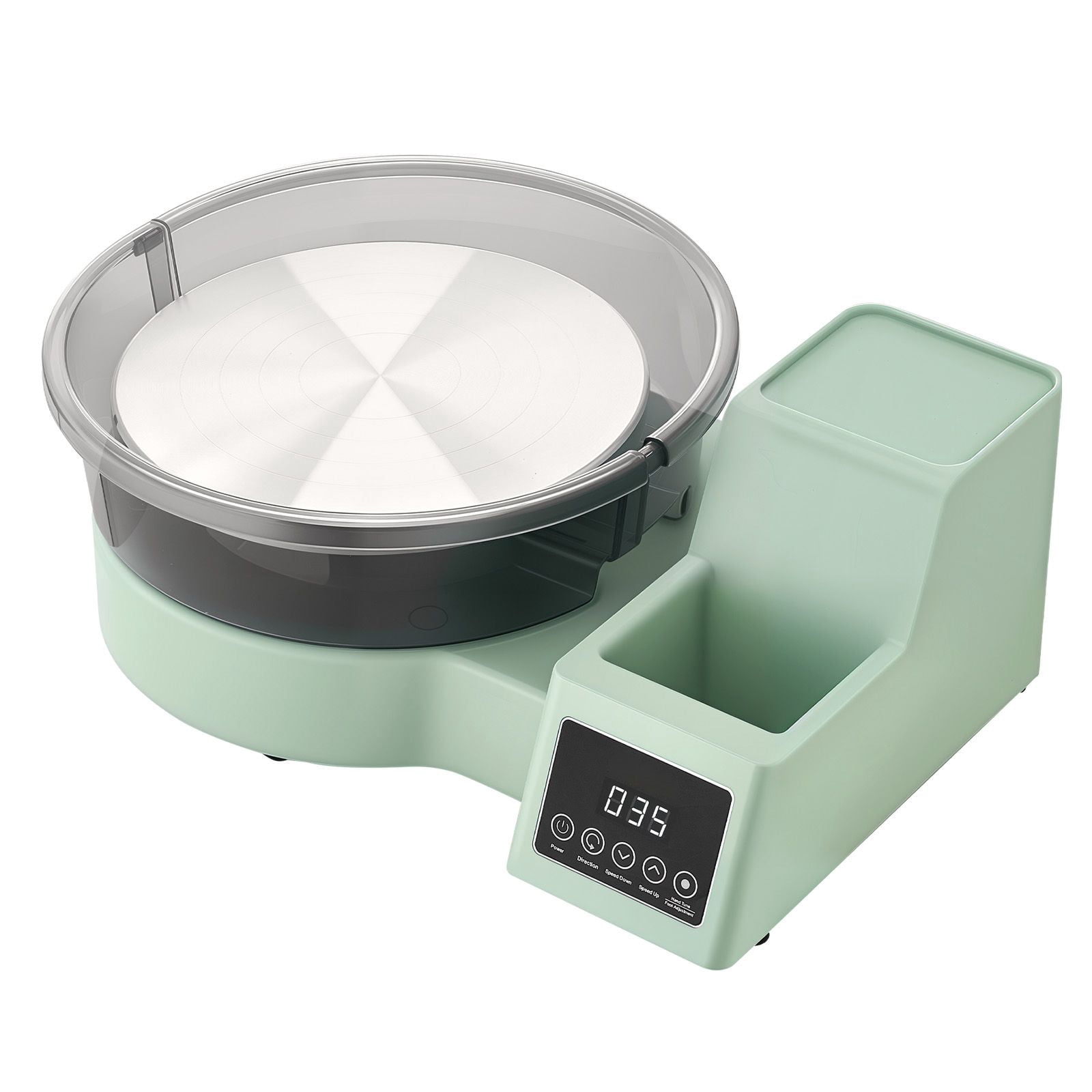 Electric Pottery Wheel 11 Inch Aluminum Turntable 450W Foot Pedal 30-300 RPM Detachable Basin Beginners Clay Art Green