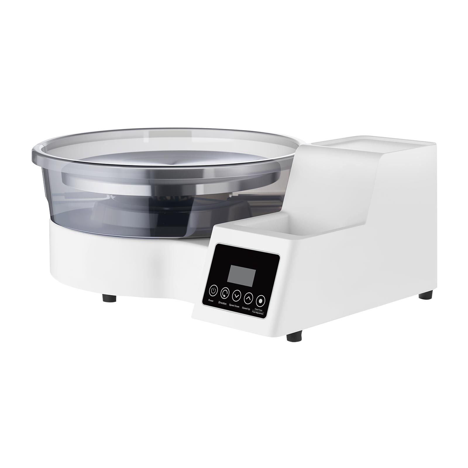 Electric Pottery Wheel 11 Inch Aluminum Turntable 450W Foot Pedal 30-300 RPM Detachable Basin Beginners Clay Art White