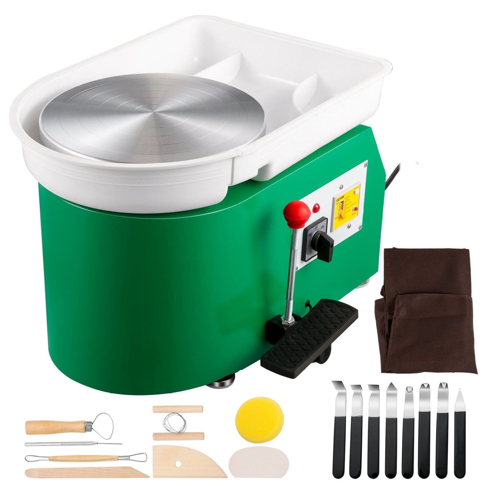 Electric Pottery Wheel 28cm 350W Ceramic Forming Machine with Foot Pedal & Tools