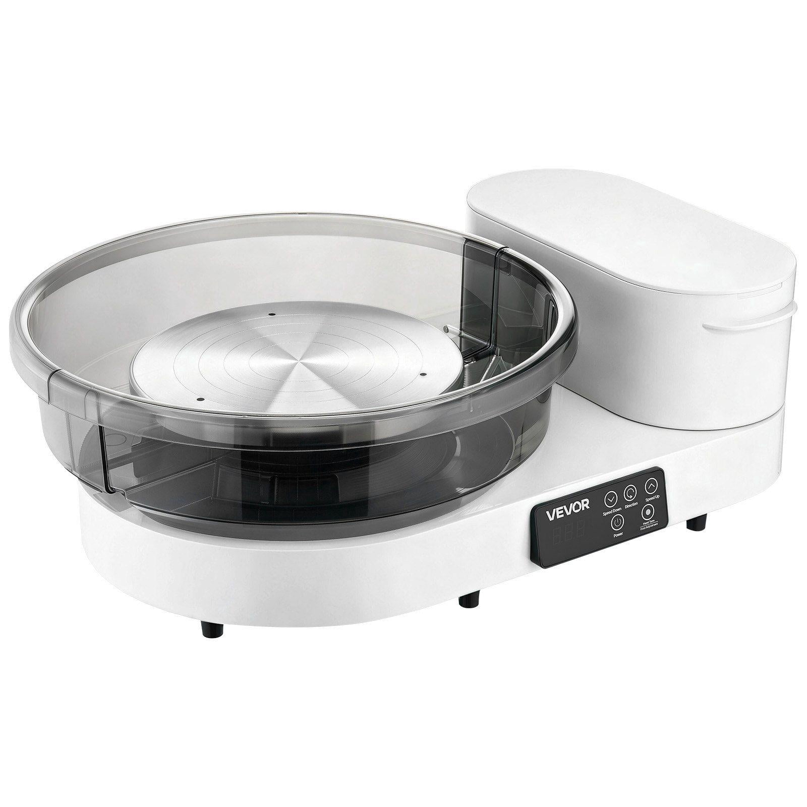 Electric Pottery Wheel for Adults 14 and 11 Inch Turntables 450W Table Top with Foot Pedal 30 to 300 RPM Adjustable Speed Aluminum Body for Beginners DIY Clay Art Craft White
