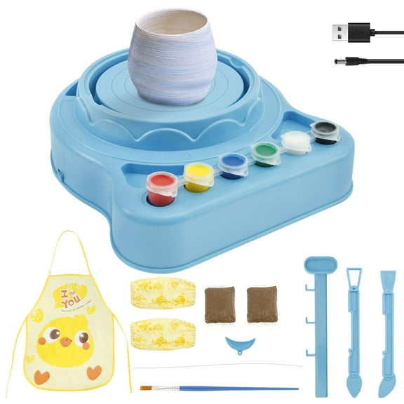 Electric Pottery Wheel Toys Kit Easy to Clean Interesting Pottery Wheel Kit Sturdy Clay Sculpting Tools Set for Home Playing Games