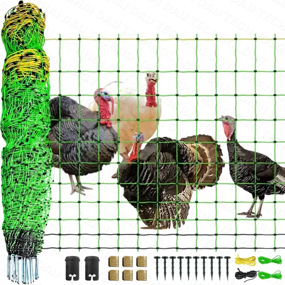 Electric Poultry Fence, 47.5" H x 164' L Portable Electric Netting for Chickens, Ducks, Geese & Turkey, Livestock Fencing for Homesteads, Gardens & Farms
