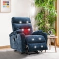 thumbnail image 1 of Electric Power Lift Recliner Chair, Upholstered Sofa Chair with Massage and Heat for Elderly, 165° 3 Positions, 2 Side Pockets, Cup Holders, USB Ports, Power Reclining Chair with Footrest, Blue, 1 of 5