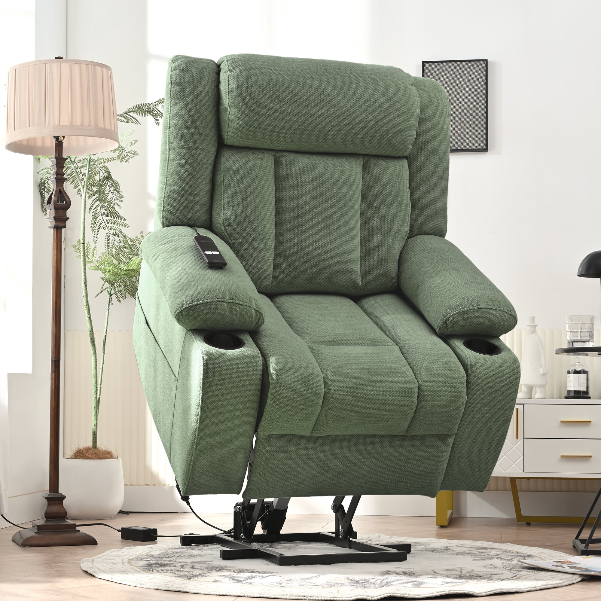 Electric Power Lift Recliner with 2 Cup Holders,Side Pockets,Remote Control
