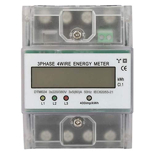 Electric Power Meter, Phase 4 Wire KWh Meter with LCD Display 5-80A Energy Consumption Digital Electric Power Meter Three Phase 4P LCD Power Meter, 220/380V$$Tools & Hardware Other