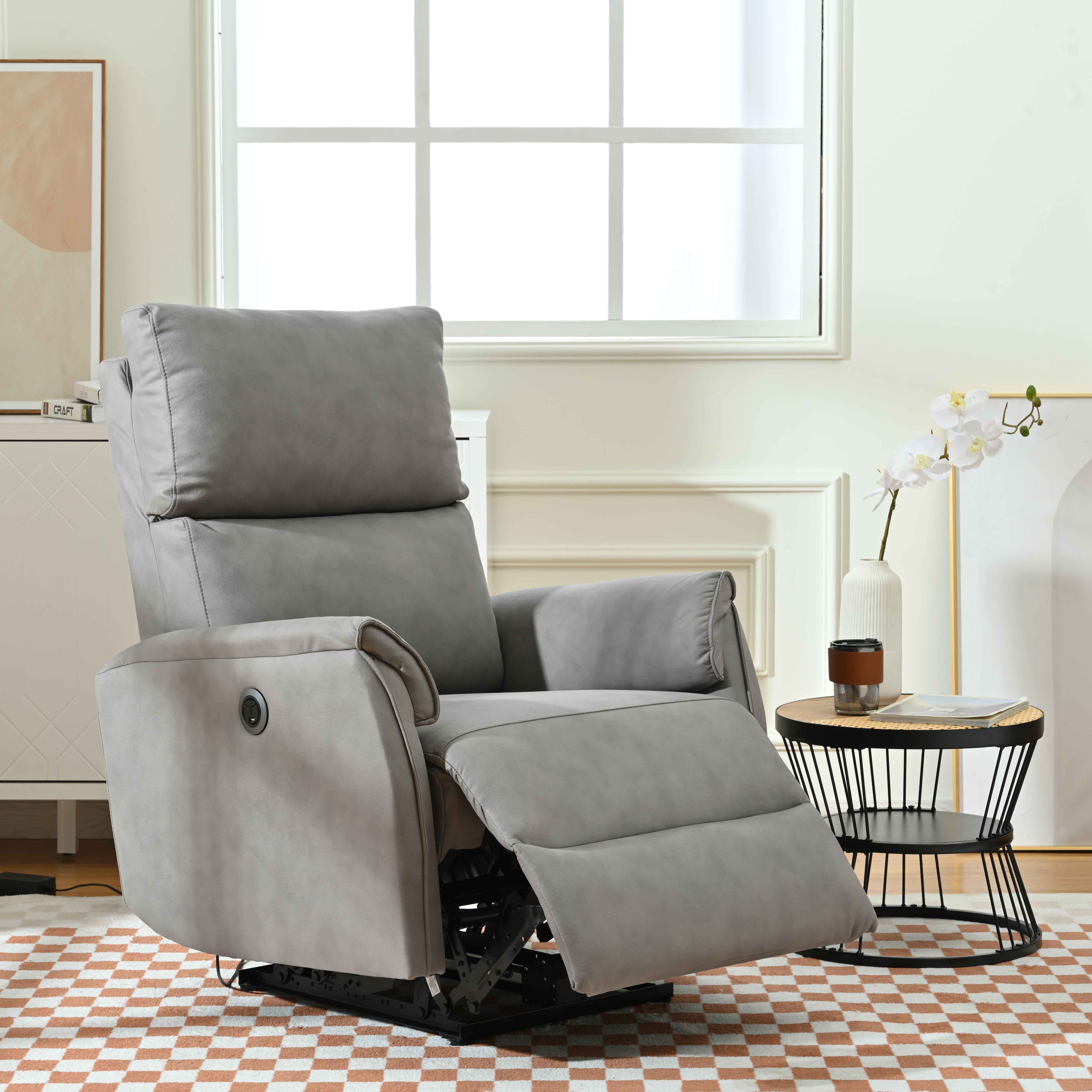 Electric Power Recliner Chair Fabric Reclining Chair for Bedroom Living Room Small Recliners Home Theater Seating with USB Ports Recliner for small