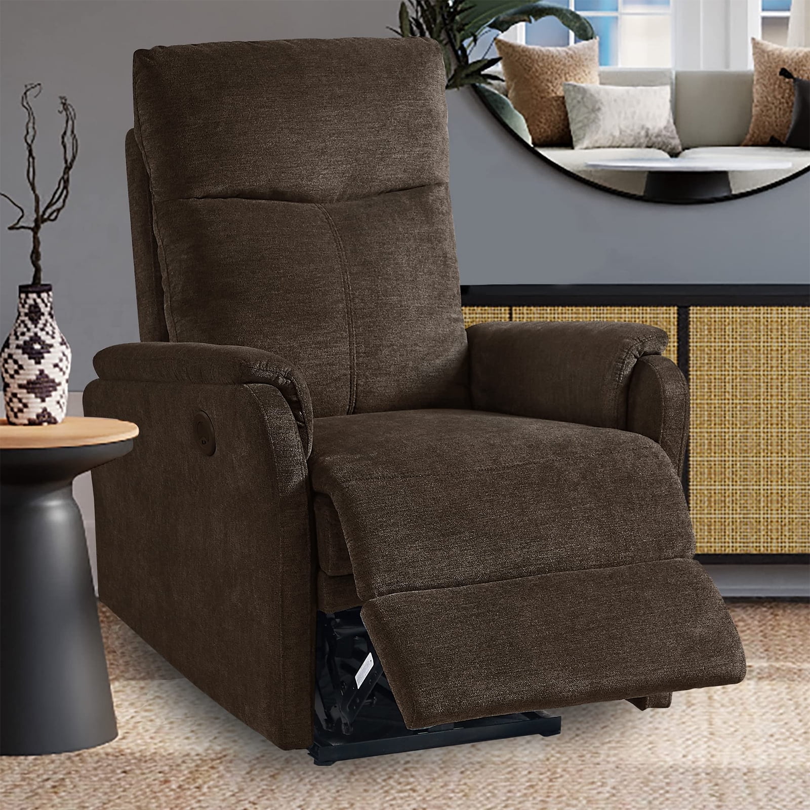 Electric Power Recliner Chair, Leather Reclining Chair with USB Ports