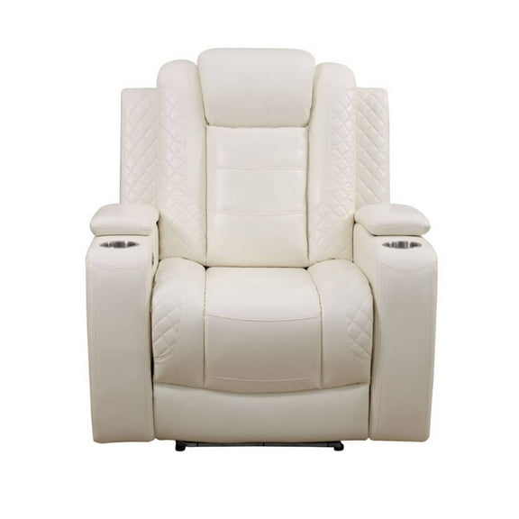 Electric Power Recliner Chair Living Room Sofa Chair, Comfy Lazy Home Theater with Cup Holder &USB Ports, White