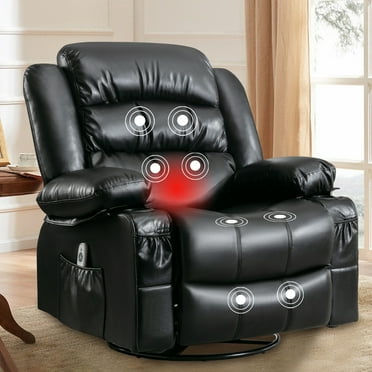 Electric Power Recliner Lounge Chair Sofa with Vibration Massage and Heat for Elderly, SEGMART Massage Rocker Recliner Chair with Side Pockets and Cup Holders for Living Room, Remote Control, Black