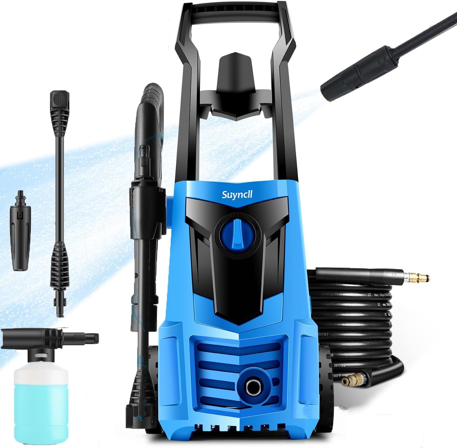 Electric Power Washer 1600W 2.0GPM, 20ft High Pressure Washer Hose + 35ft  Power Cable, IPX5 Waterproof with 500ml Detergent Bottle, All-in-One  Adjustable Nozzle, for Cars/Fences/Patios (Blue) 