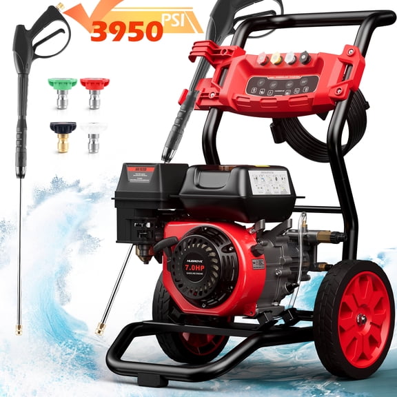 210CC Gas Powered Power Washer, 3950PSI Pressure Washer 2.6 GPM High Water Pressure, with 4 Nozzles, 25FT Extended Hose