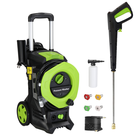 Electric Power Washer,DFITO 3380PSI 2 GPM High Pressure Cleaner with 4 Spray Tips, 16 Ft Hose,Ideal Cleaning for Garden, Yard, House,Green