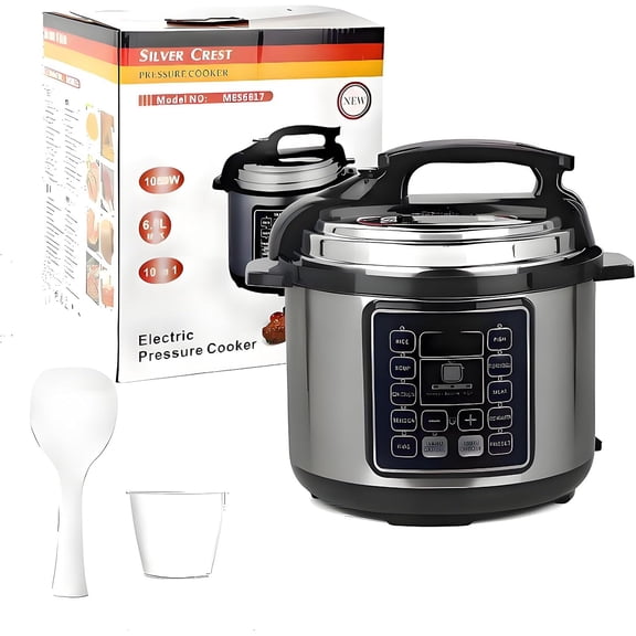 Electric Pressure Cooker, 6 Liters, Slow Stew Pot With 24-Hour Reservation Function, 10 In 1 Rice Wok, Cake, Yogurt, Etc., Stainless Steel/Black